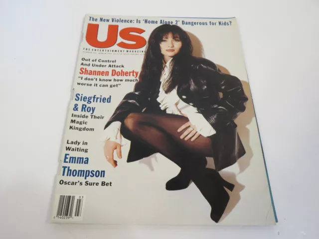 Us March 1993 #182 Shannen Doherty Emma Thompson Siegfried Roy Vintage Magazine