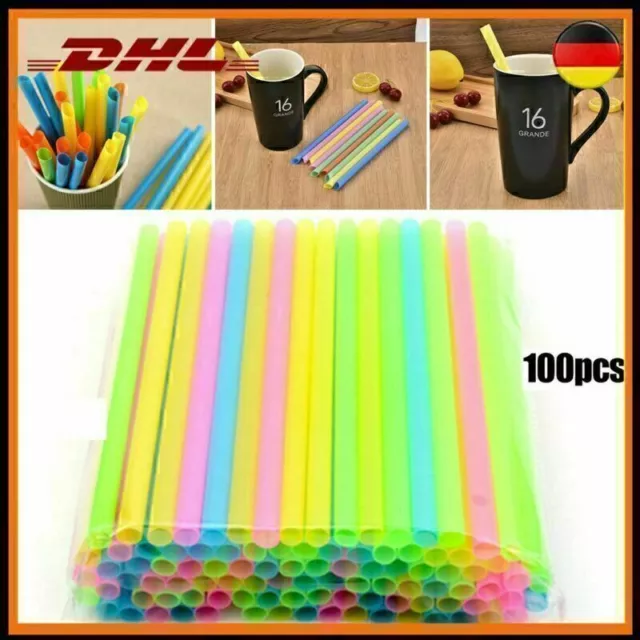 100x Einweg Strohhalme Wide Fat Jumbo Boba Bubble Tea Smoothie Trinkhalme D O1A3