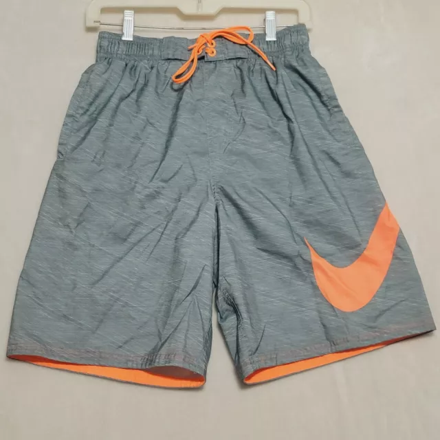 Nike Men’s Swim Trunks Size M Medium Lined Athletic Gray Orange