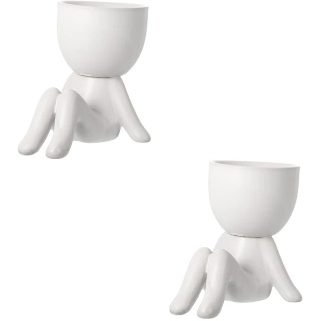 Set 2 Kleine Leute Blumentopf Trockene Blumenvase Container Kopf Blumentopf Frau