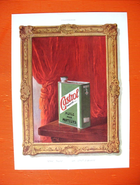 Publicite De Presse Castrol Pour Moteurs Une Huile Un Chef-D'oeuvre Ad 1939