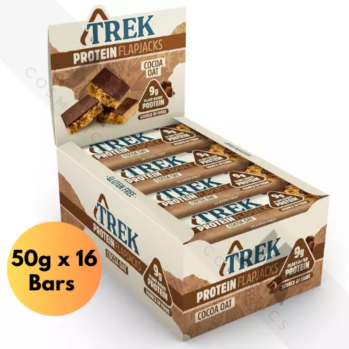 Trek Protein Flapjack 'COCOA OAT' | Gluten Free, Vegan - 50g x 16 Bars