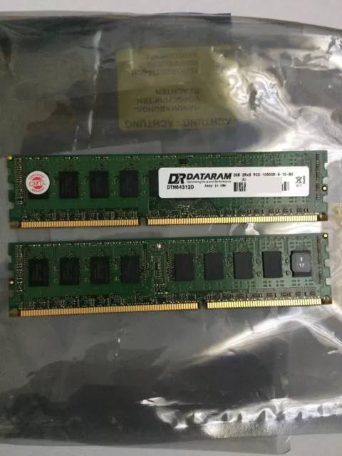 Dataram 2x 2GB DDR3 ECC 2Rx8 10600R-9-10-B0 CTML CERTIFIED Serverspeicher