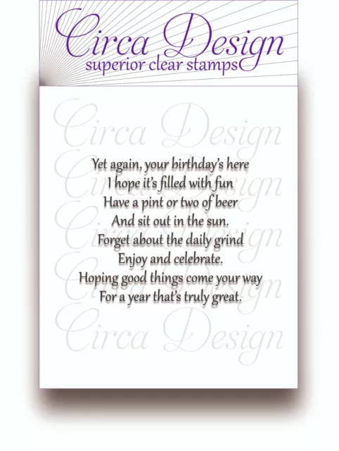 Clear Unmounted Birthday Verse for Male/Men Sentiment Rubber Stamp BDVS73