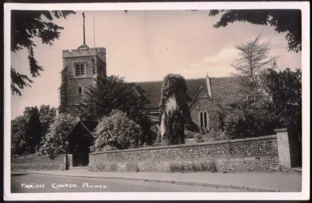 St John the Baptist Church, Pinner, Middx. Vintage RP Postcard. Free UK p&p