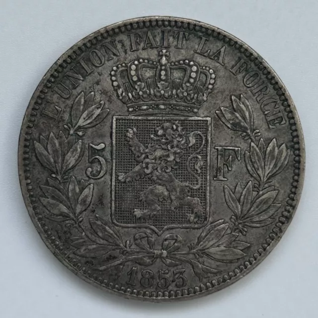 BELGIQUE - 5 Francs  Léopold Premier 1853 - Tête Nue - Argent 2