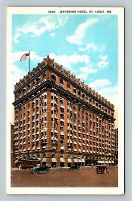 St. Louis MO Historic 1904 Jefferson Hotel Period Cars Missouri Vintage Postcard