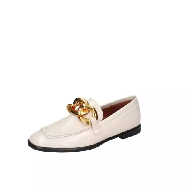 Chaussures Femme Il 'La 36 Ue Mocassins Blanc Cuir Or EZ465-36