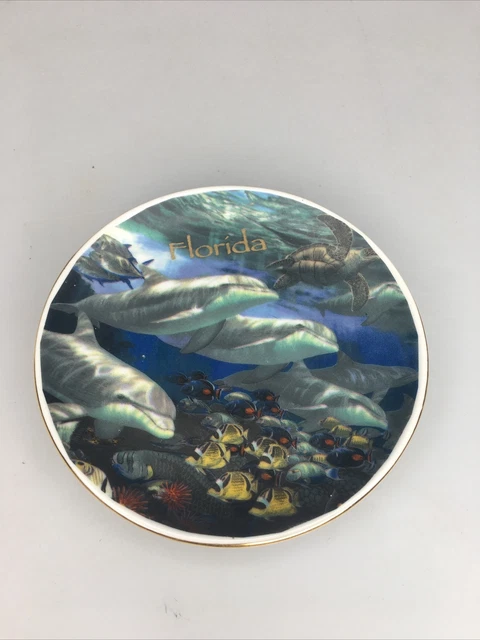 Ceramic Dolphin Sea Turtles 4” Mini Plate M. Hoffman Herzfeld’s Arist Series FL