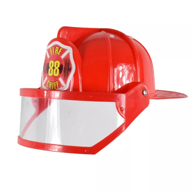 Red Fireman Fire Fighter Dept Chief Helmet With Moving Visor