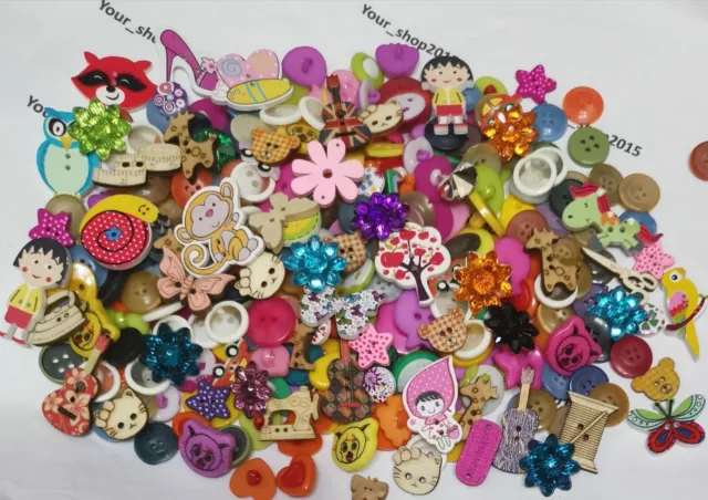 Mixed Buttons Assorted Animal Heart Flower Art Craft Sewing Card Scrapbook..
