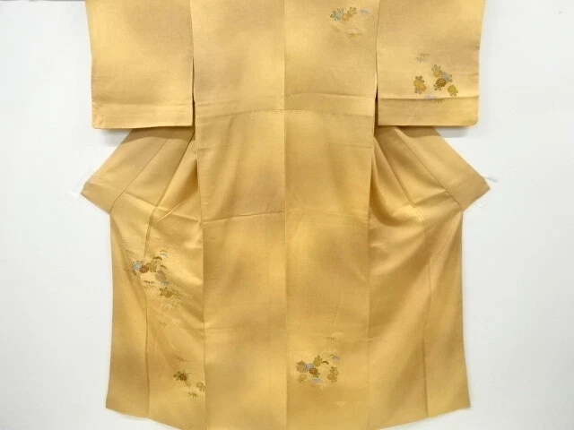 6532474: Japanese Kimono / Vintage Homongi / Embroidery / Bamboo Grass & Kiku