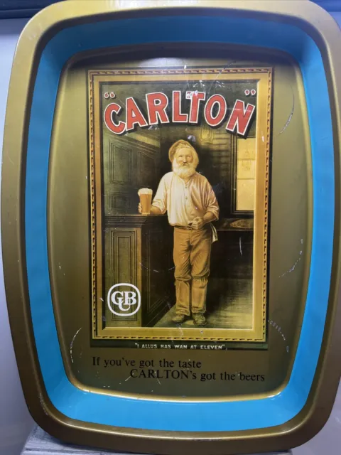 Vintage Carlton & United Brewery Advertising Tray "I Allus Has Wan At Eleven .