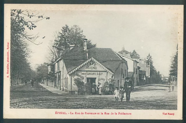 Cpa Epinal (Vosges - 88) La Rue de Provence et la Rue de la Préfecture - 1917...