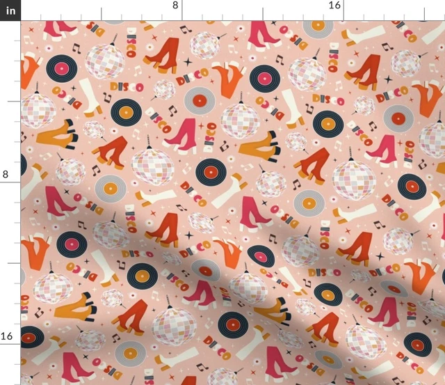 Forever Pink Discoball 70s Nostalgic Dancing Spoonflower Fabric by the Yard