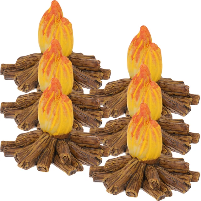 6 piezas Modelo de hoguera de resina falsa mini fuego decoración en miniatura para micro paisaje