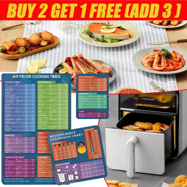 AIR FRYER Cheat Sheet Cooking Times Reference Guide for