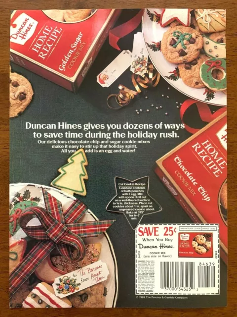 1989 Duncan Hines Cookie Mix Vintage Print Ad/Poster Food Christmas Art Décor
