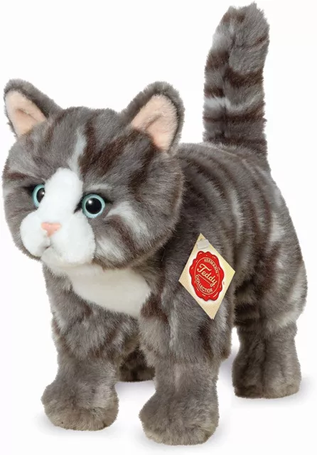 Teddy Hermann Katze grau getigert 20 cm 91822 Kuscheltier Plüschtier Stofftier