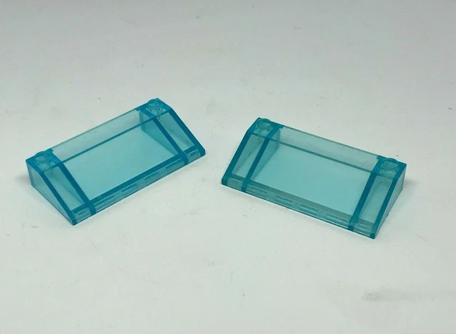 LEGO: 2x Windscreen 3 x 6 - Ref 3939 Trans-Bleu Light - Set 6389 6543 6540