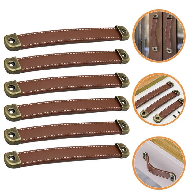 6 Pcs Cabinet Handles Kitchen Leather Drawer Pulls Dresser Pulls Door Handle