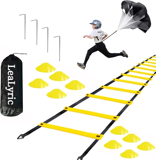 Agility Ladder Speed Training Equipment 20 Feet 1 Carry Bags 10 Cones 4 Stakes