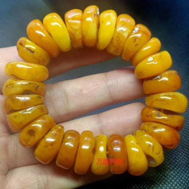 Chinese Blood Amber Beeswax Handmade Abacus beads Bracelet Cuff Energy Blessing