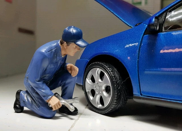 Figurine Mécanicien De Garage échelle 1:24 Sur Creeper - Pour Diorama Ou Collection