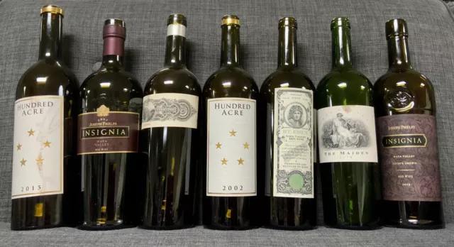 Random High-End Rare Vintage Display Empty Wine Bottles With Labels - READ