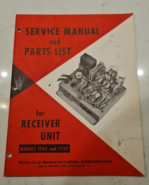Rock-Ola Service Manual Parts List For Receiver Unit Models 1744 & 1745 VGC