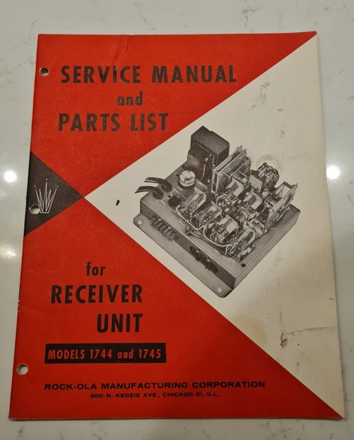 Rock-Ola Service Manual Parts List For Receiver Unit Models 1744 & 1745 VGC Rock-Ola Service Manual Parts List For Receiver Unit Models 1744 & 1745 VGC