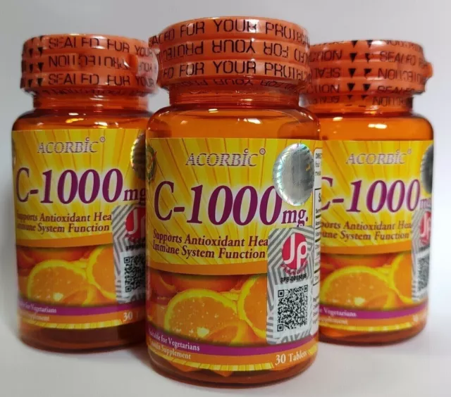 3 x vitamine C ACORBIC 1000 mg blanchiment des rides antioxydantes santé