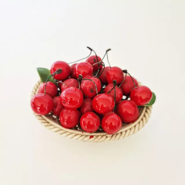 Vintage Retro Italian Porcelain / Ceramic Basket of Cherries Kitchenalia 1950-60