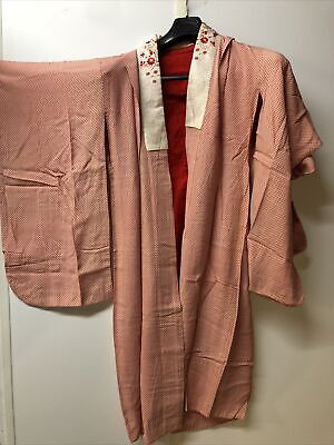 Vintage Japanese kimono,SILK,IRO-UCHIKAKE" Women’ Girls Robe Pink Red Lucky