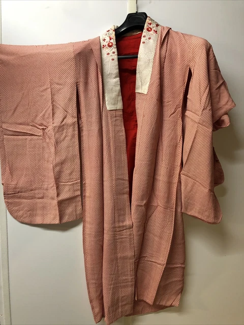 Vintage Japanese kimono,SILK,IRO-UCHIKAKE" Women’ Girls Robe Pink Red Lucky