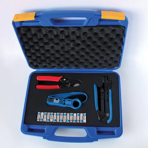 AG Cables Coaxial Compression Tool Kit with Cable Stripper Cutter Connectors RG6