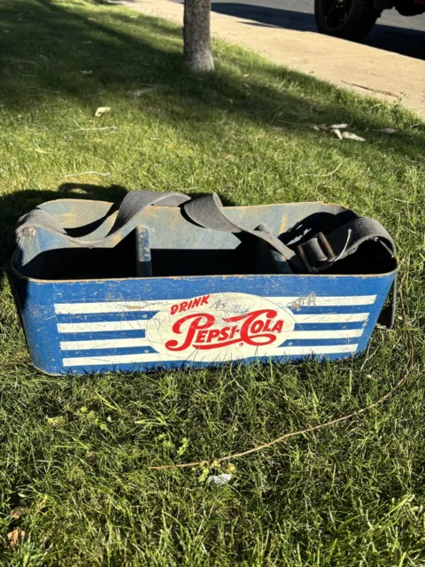 Vintage Drink Pepsi Cola Stadium Vendor Carrier Blue Masonite