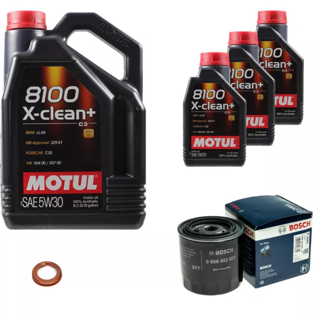 Filtre à Huile Bosch 8L Motul 8100 X-Clean + 5W-30 pour Nissan NP300 Navara