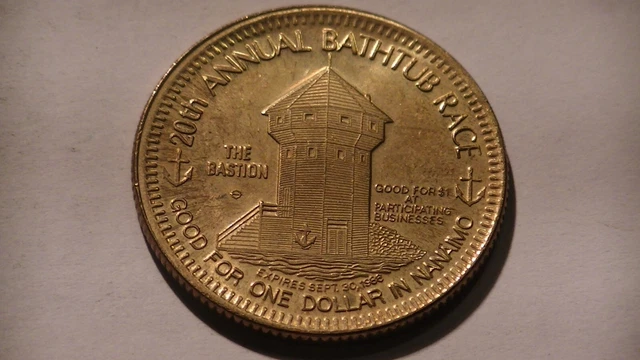 1986 Nanaimo Bathtub Race Capital 1 Dollar Trade Token British Columbia Canada