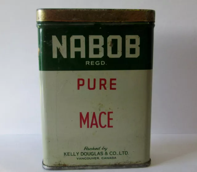 Vintage Nabob PURE MACE Spice Tin Can Kelly-Douglas & Co. Ltd Vancouver, B.C