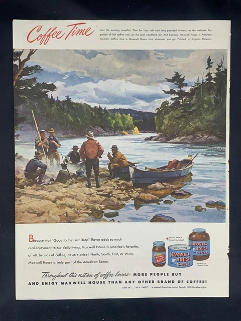 Magazine Ad* - 1948 - Maxwell House Coffee - Ogden Pleissner artwork