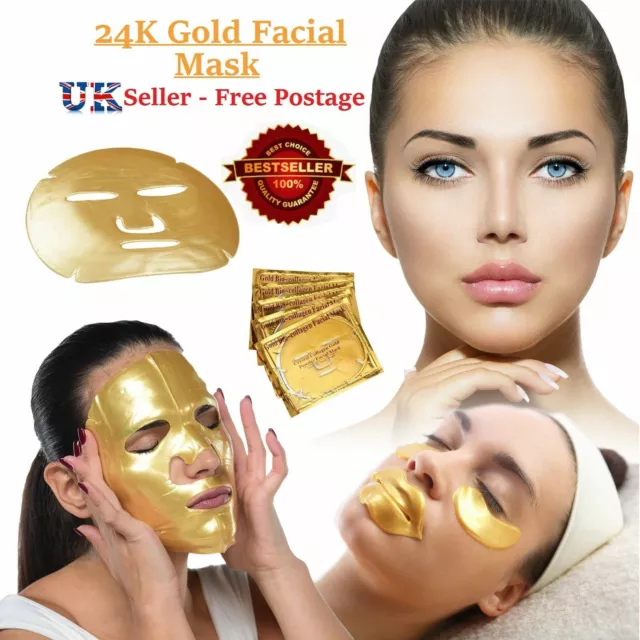 BULK = WHOLE SALE = 24k GOLD Collagen Mask Face Sheets Peel Anti Wrinkle Limited