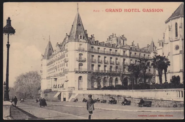 PAU 64 Grand Hotel GASSION animated CPA written to Mrs. LABORDE Montpellier April 1926