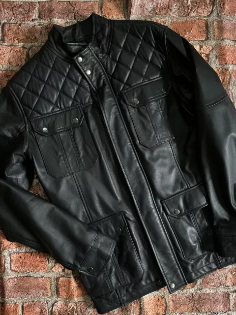 Onfire Mens Leather Jacket Size Medium