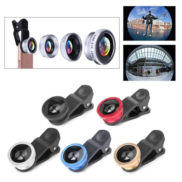 Universal 3In1 Clip-on Camera Lens FishEye Wide Angle Macro For Mobile Phone