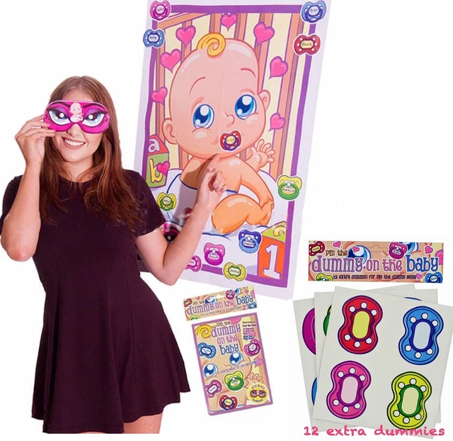 Pin The Dummy sur La Naissance Fête Jeu Plus Extra Tétines Unisexe Garçon Fille