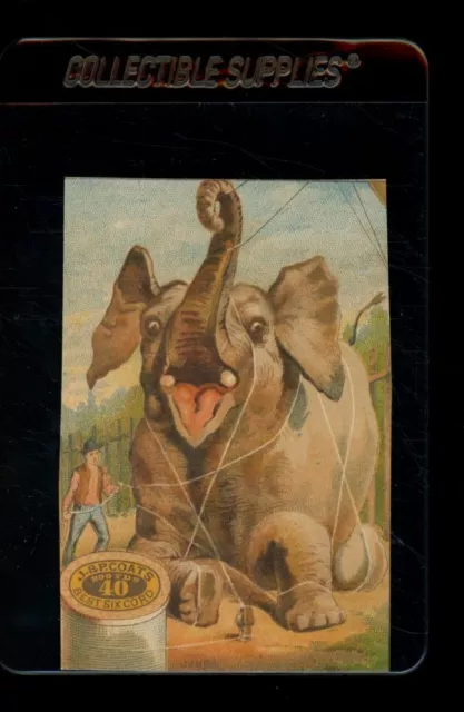 1880's J &P Coats Spool Thread Elephant Tied Down Trade Card