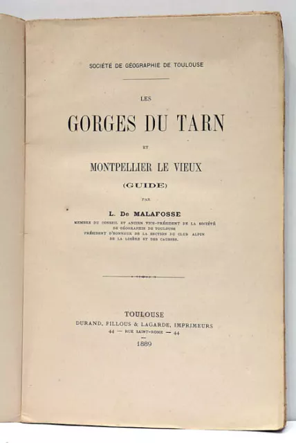 Malafosse Les Gorges Du Tarn Montpellier Le Vieux Carte Toulouse 1889
