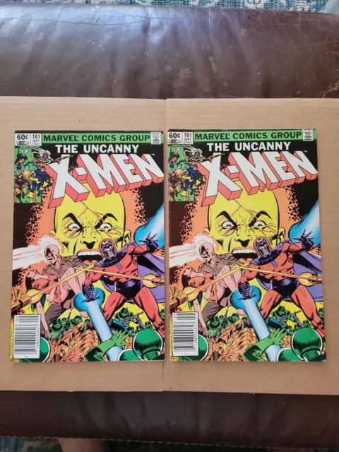 Uncanny X-Men #161 VF/NM Two Copies 2X Origin of Magneto Newsstand Marvel 1982