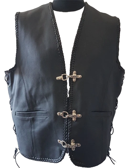 Gilet Biker (Débardeur) Femme En Cuir 100% - Taille M, Noir - Occasion Bon État